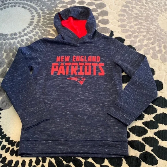 Team Apparel New England Patriots Youth Large (10/12) Sweatshirt Blue Hoodie - Picture 1 of 8
